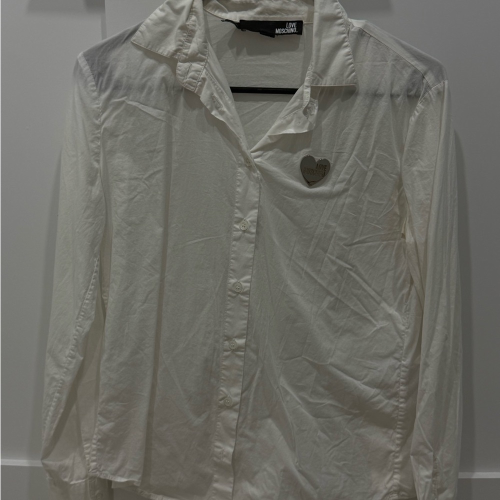 white moschino button down shirt